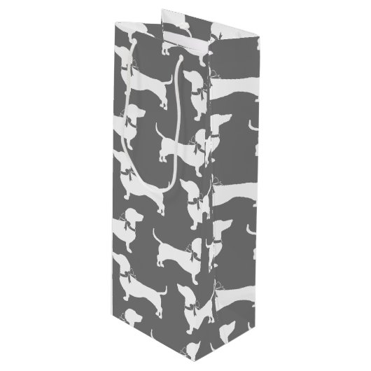 Dackel Dackel Hund Welpe Weinbeutel Geschenktüte Für Weinflaschen (Vorderseite Schrägansicht)