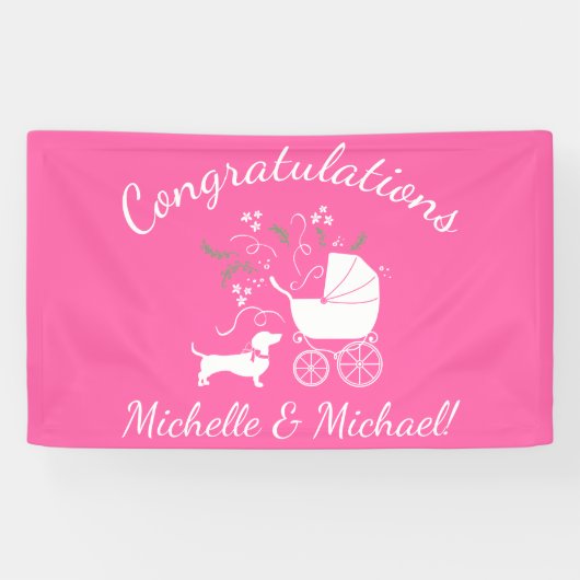 Dackel Dackel Hunde Kinderdusche Pink Girl Banner (Horizontal)