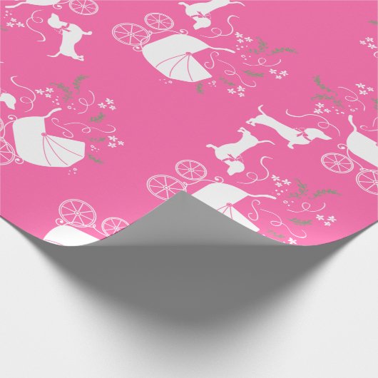 Dackel Dackel Hunde Kinderdusche Pink Girl Geschenkpapier (Ecke)