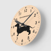 Dackel Dackel Hunde Silhouette Personalisiert Runde Wanduhr (Winkel)