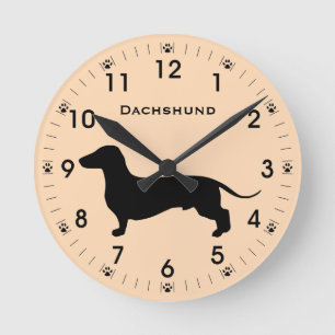 Dackel Dackel Hunde Silhouette Personalisiert Runde Wanduhr