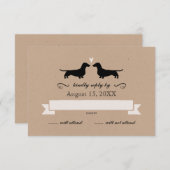 Dackel Dackel Hunde Silhouetten Hochzeit RSVP (Vorne/Hinten)