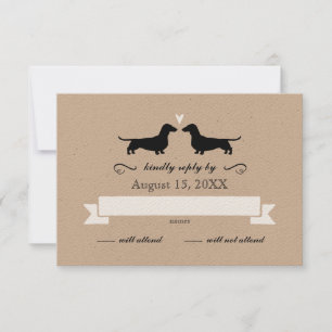 Dackel Dackel Hunde Silhouetten Hochzeit RSVP Karte