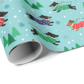 Dackel-Dackel-Hundeweihnachtsfeiertag Geschenkpapier (Rolleneckpunkt)