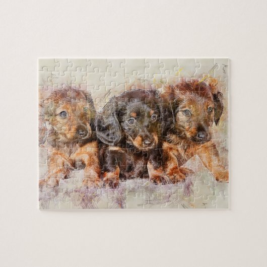 Dackel Dackel Hundewelpen Puzzle (Horizontal)