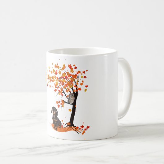 Dackel Dackel im Herbst und Herbst Kaffeetasse (VorderseiteRechts)