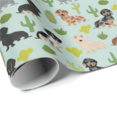 Dackel Dackel Kakteen Wrapping Paper Geschenkpapier (Rolleneckpunkt)