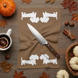 Dackel Dackel Kitchen Red Brown Handtücher