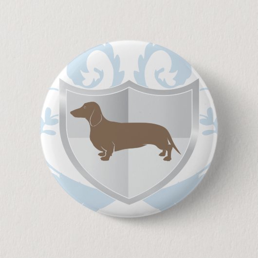Dackel-Dackel-klassischer Wappen-Entwurf Button (Vorderseite)