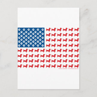 Dackel - Dackel - Patriotische amerikanische Flagg Postkarte