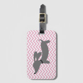 Dackel Dackel Pink & Grau Gepäckstück Tag Gepäckanhänger (Vorderseite Vertikal)