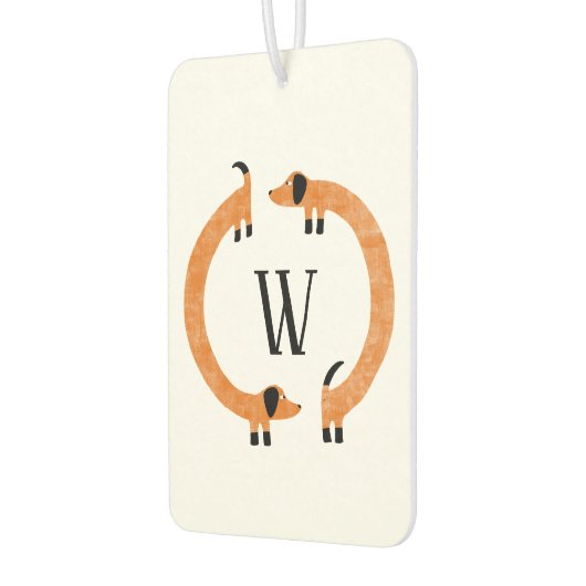 Dackel Dackel Sausage Dog Monogramm Autolufterfrischer (Links)