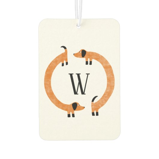 Dackel Dackel Sausage Dog Monogramm Autolufterfrischer (Rückseite)