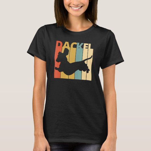 Dackel Dackel Silhouette Retro T-Shirt (Vorderseite)