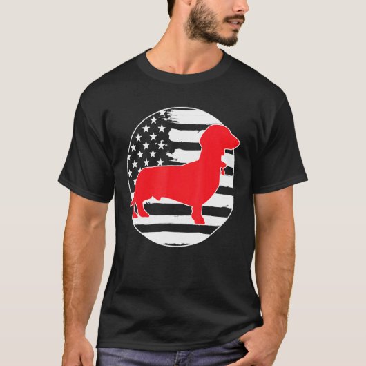 Dackel Dackel USA Flag 4. Juli T-Shirt (Vorderseite)
