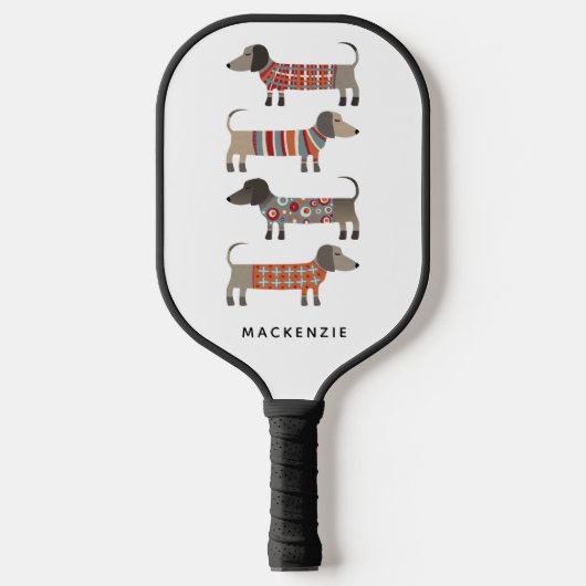 Dackel Dackel Wurst Dog Spaß Personalisiert Pickleball Schläger (Vorderseite)
