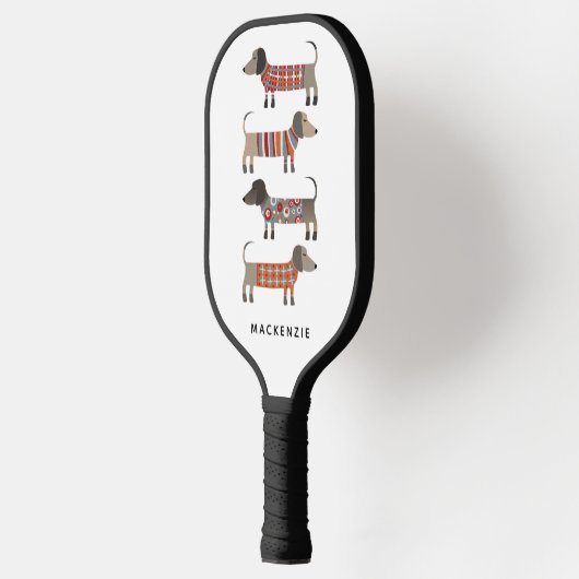 Dackel Dackel Wurst Dog Spaß Personalisiert Pickleball Schläger (Links)