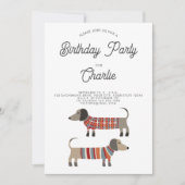 Dackel Dackel Wurst Hund Geburtstagsparty Einladung (Vorderseite)
