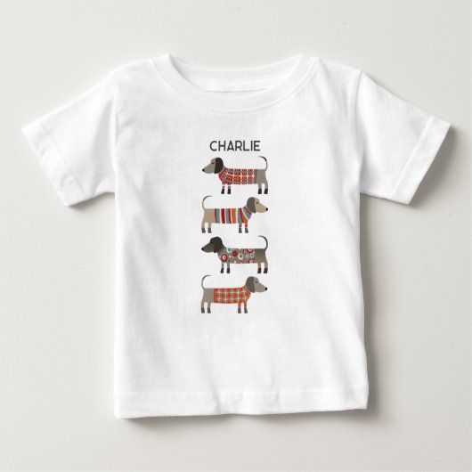 Dackel Dackel Wurst Hund Personalisiert Baby T-shirt (Vorderseite)