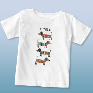 Dackel Dackel Wurst Hund Personalisiert Baby T-shirt