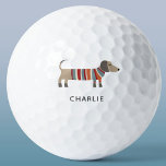 Dackel Dackel Wurst Hund Personalisiert Golfball<br><div class="desc">Niedliche kleine Dackel Wurst oder Dackel Hund in Wollstrickbekleidung. Ideal für Hundefreunde. Ändern Sie den Namen zum Anpassen.</div>