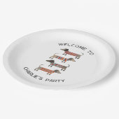 Dackel Dackel Wurst Hund Personalisiert Pappteller (Schrägansicht)