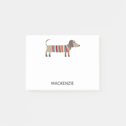 Dackel Dackel Wurst Hund Personalisiert Post-it Klebezettel (Vorderseite)