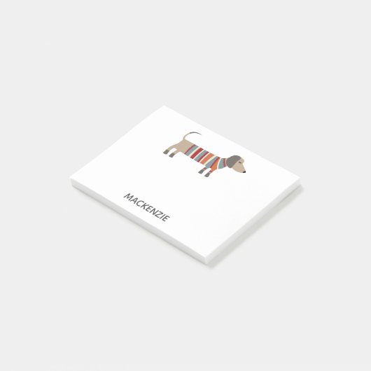 Dackel Dackel Wurst Hund Personalisiert Post-it Klebezettel (angewinkelt)