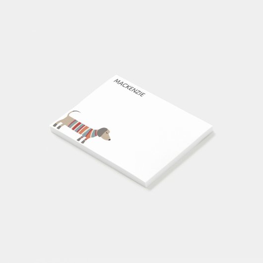 Dackel Dackel Wurst Hund Personalisiert Post-it Klebezettel (angewinkelt)