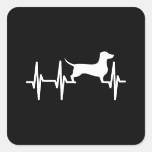 Dackel Dackel Würstchen Herzschlag Hund Mama Vater Quadratischer Aufkleber