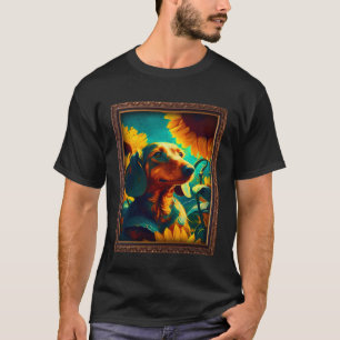 Dackel Dackel Würstchen Malerei Sonnenblumen Blume T-Shirt