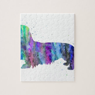 Dackel, Dackelhundewatercolordruck, Hund Puzzle