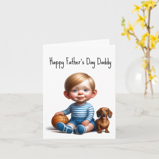 Dackel Daddy Vatertag Card Karte (Gelbe Blume)