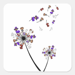 Dackel Dandelion Blume Halloween Kostümideen Quadratischer Aufkleber
