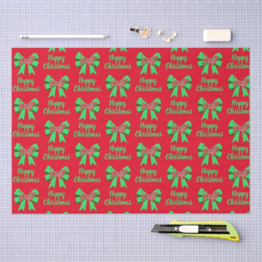 Dackel Daxie Christmas Dog & Bow Red Seidenpapier (Handwerk)