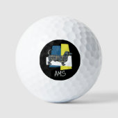 Dackel Daxie Dog Monogramm Silhouette TriGrid Golfball (Vorderseite)