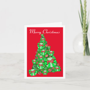 Dackel Daxie Dog Silhouette Weihnachtsbaum Rot Karte