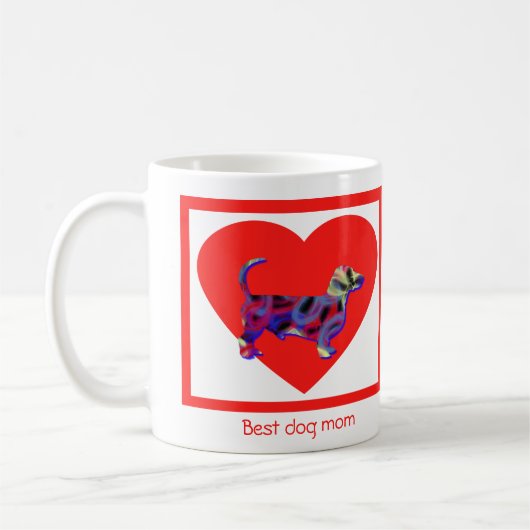 Dackel / Daxie Hund Roter Valentinstag Herz Kaffeetasse (Links)