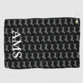 Dackel Daxie Niedlich Hund Silhouette Y&B Raster B Golfhandtuch (Horizontal)