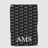 Dackel Daxie Niedlich Hund Silhouette Y&B Raster B Golfhandtuch (Vorderseite)