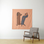 Dackel decke|Dackel Mama Funny|Dackel Wandteppich (Beispiel (Horizontal))