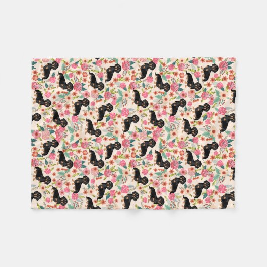 Dackel-Decke - Schwarzes und tan Dackeln - Creme Fleecedecke (Vorderseite (Horizontal))