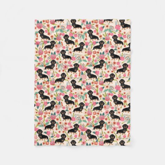 Dackel-Decke - Schwarzes und tan Dackeln - Creme Fleecedecke (Vorderseite)