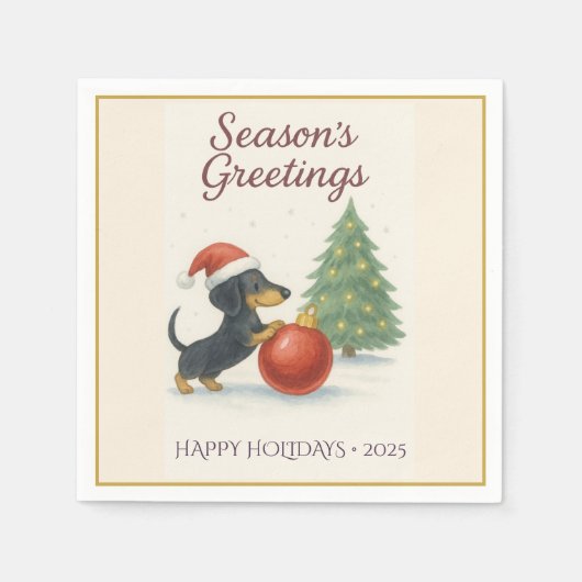Dackel der Grüße der Saison Holiday Napkins Serviette (Vorderseite)