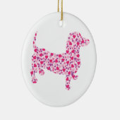 Dackel der rosa Herzen Keramik Ornament (Rechts)