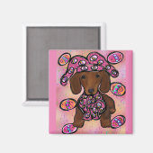 Dackel der roten Dackel Magnet (Vorderseite/Rückseite)