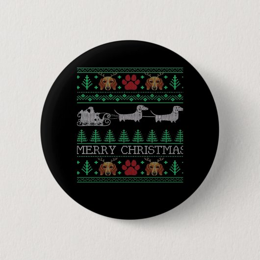 Dackel der Weihnachtsfeier Dackel Ugly Chri Button (Vorderseite)
