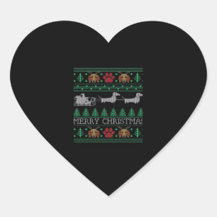 Dackel der Weihnachtsfeier Dackel Ugly Chri Herz-Aufkleber