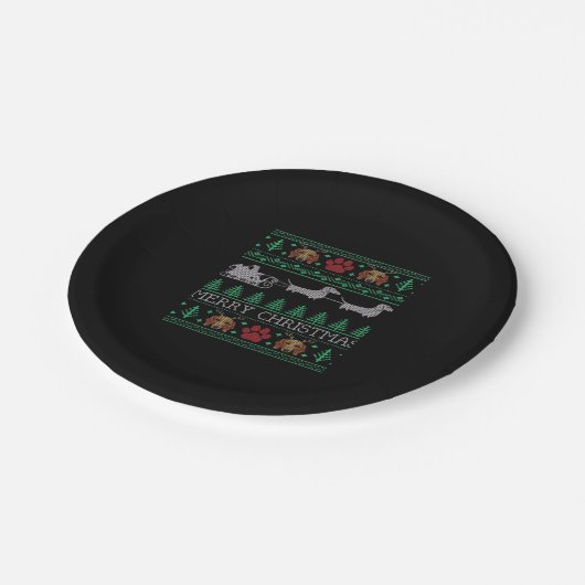 Dackel der Weihnachtsfeier Dackel Ugly Chri Pappteller (Schrägansicht)