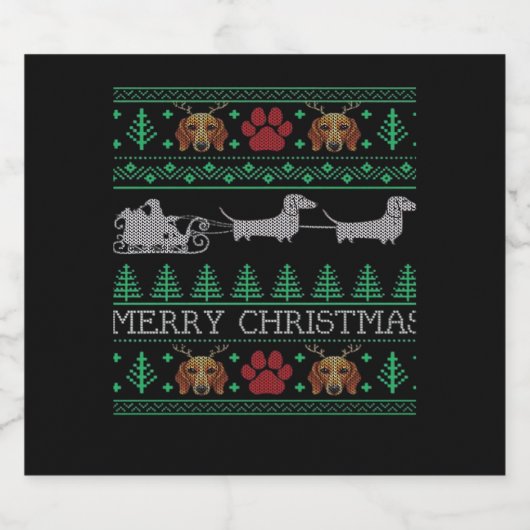 Dackel der Weihnachtsfeier Dackel Ugly Chri Schaumweinetikett (Einzelnes Label)